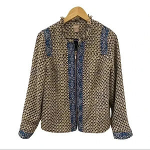 Chicos Womens Tweed Distressed Blazer